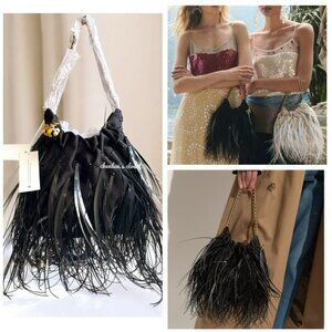 Tory Burch Fleming Feather Mini Hobo With Chain Strap  and Gold Hardware NWT